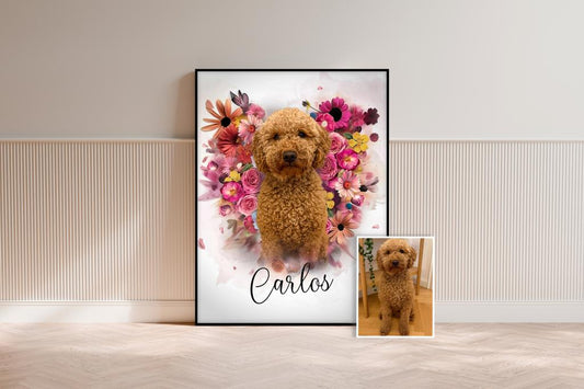 Tierportrait im Floral-Engel-Stil