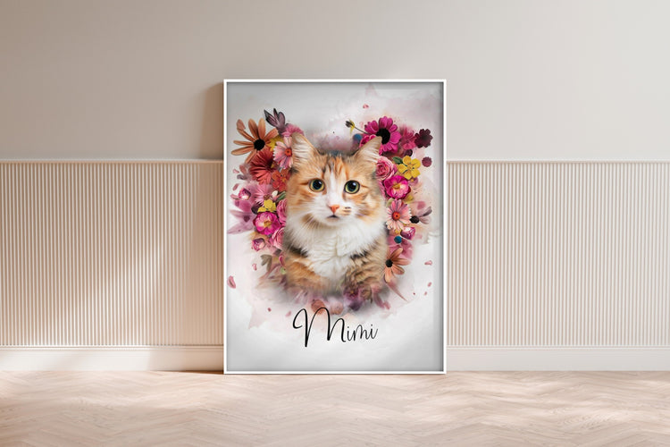 Tierportrait im Floral-Engel-Stil