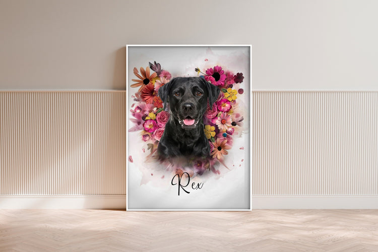 Tierportrait im Floral-Engel-Stil